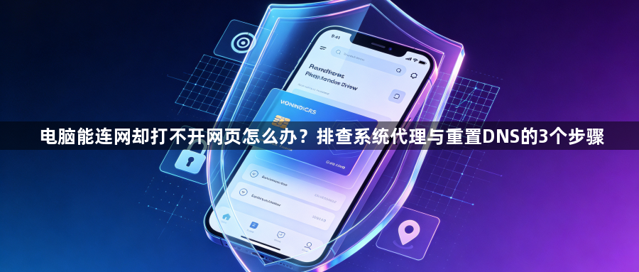 电脑能连网却打不开网页怎么办?排查系统代理与重置DNS的3个步骤1