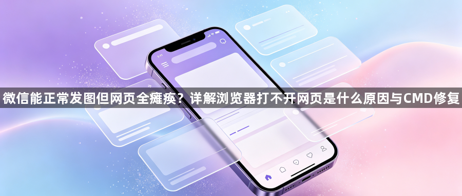 微信能正常发图但网页全瘫痪？详解浏览器打不开网页是什么原因与CMD修复1